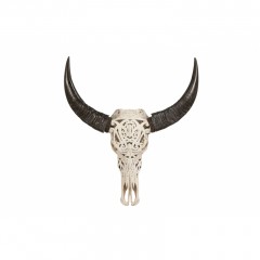 BUFFALO SKULL WITH CARVING - DECOR OBJECTS